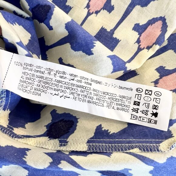 Zara Midi Maxi Dress Blue Ivory Pink Blogger Fave Women’s XL Puff Sleeve - Picture 14 of 15